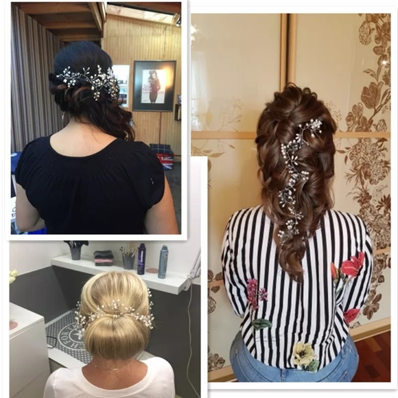 Accessories - Bridal Wedding Crystal Simulated Pearl Flower Hair